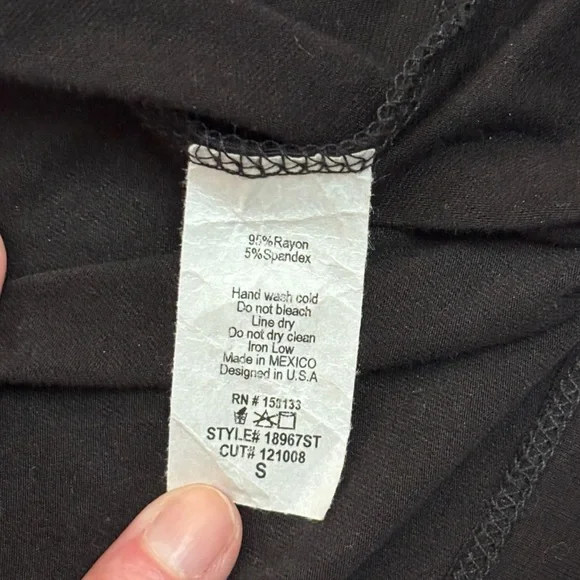 Pink Clover Black Jersey Knit Blouse Size S | Puff Sleeve Top - Picture 5 of 7